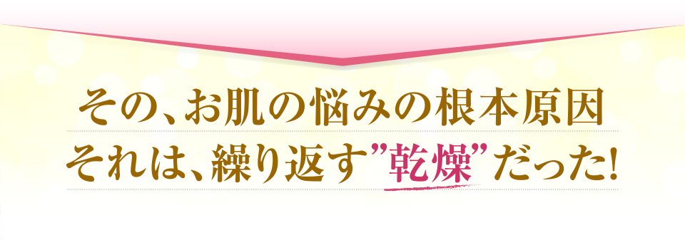 その、お肌の悩みの根本原因それは、繰り返す「乾燥」だった!