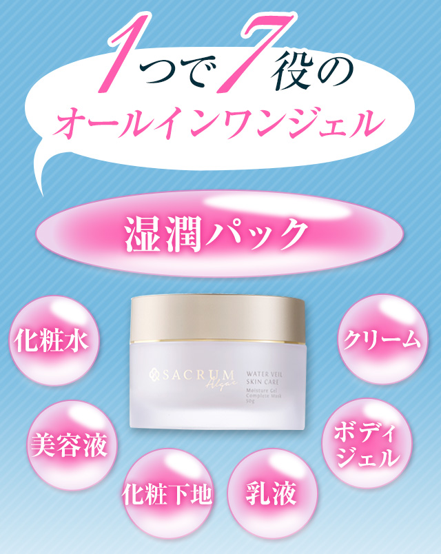 1つで7役のオールインワンジェル【湿潤パック／化粧水／美容液／化粧下地／乳液／ボディジェル／クリーム】