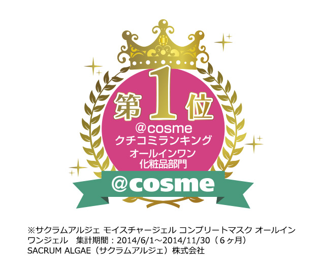 ＠cosmeクチコミランキングオールインワン化粧品部門第1位