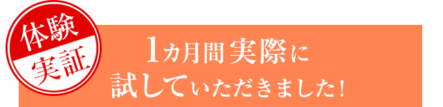 【体験実証】1カ月間実際に試していただきました！
